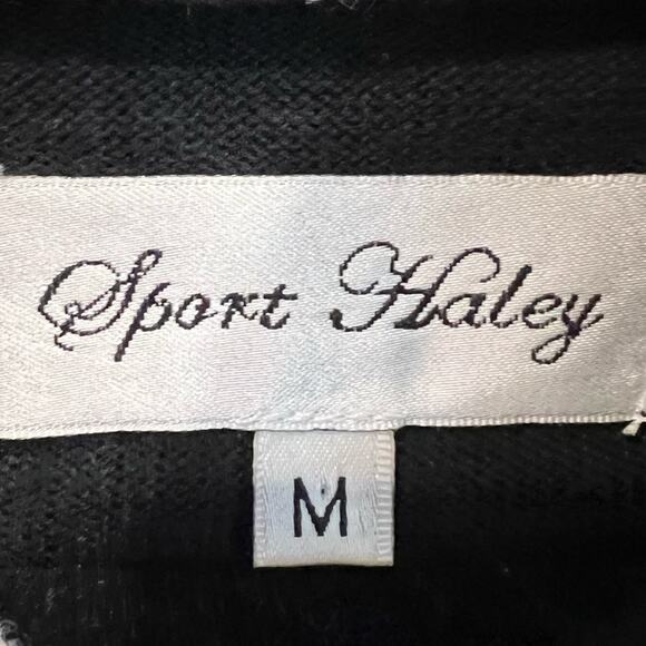 Sport Haley Pebble Beach Black White Zipup sweater Woman Medium 100% PIMA Cotton - Picture 3 of 9